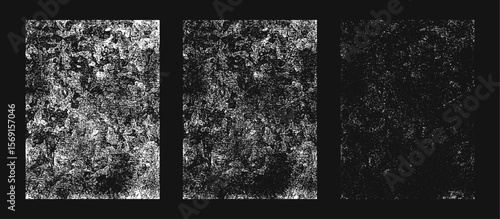 Chaotic Grunge Texture Background Set for Distressed Overlay Effect, Cracked Surface, Dirty Dust Grain Pattern, Rough Abstract Noise, Static Damage, Smear Scratch Design Vector Illustration