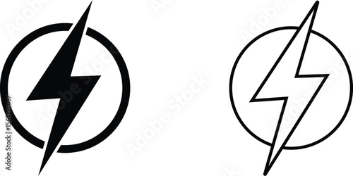 Black and white lightning bolt logos displayed together on a white background in a minimalistic design