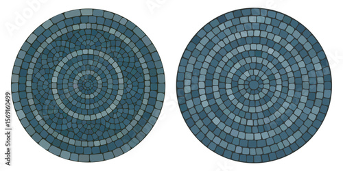 Ancient greece style mosaic mandala. Interweaving mosaic decorative element. Decorative antique stone ornament.