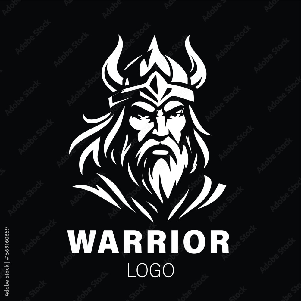 Fototapeta premium Fierce Norse Warrior Head Logo