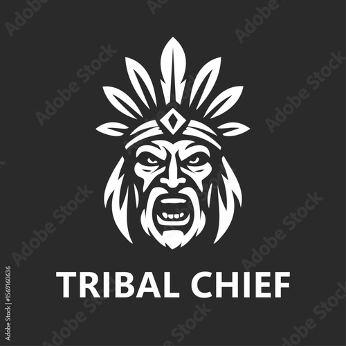 Tribal Chief Head Monochrome Logo