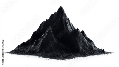 Abstract Black Mountain Peak Representation on White Background
