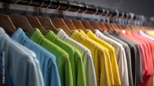 Wallpaper Mural A variety of colorful shirts neatly arranged on hangers

 Torontodigital.ca