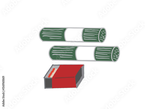 Incense sticks and matchbox illustration