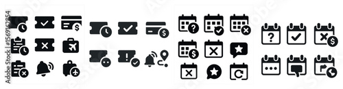 Collection of icons for various apps and services. The icons include a ticket, a calendar, a check mark, a question mark, and a star
