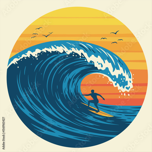 Vintage Surf club vector logo set template. Set of surfing emblems. Vector illustration set of logos on surfing theme. Surf club logo bundle