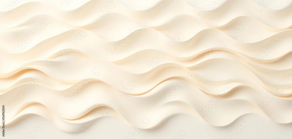 Fototapeta premium Cream geometric wave pattern on white background, seamless texture, art, trendy