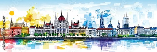 Captivating manga illustration of Budapest’s downtown skyline.