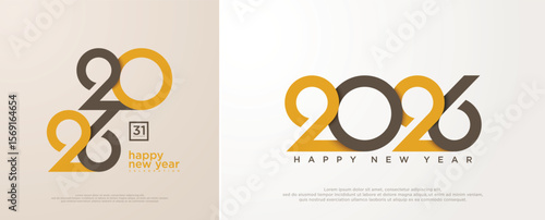 Happy new year 2026 with unique number logo concept. 2026 new year celebration banner template for social media post, calendar and cover