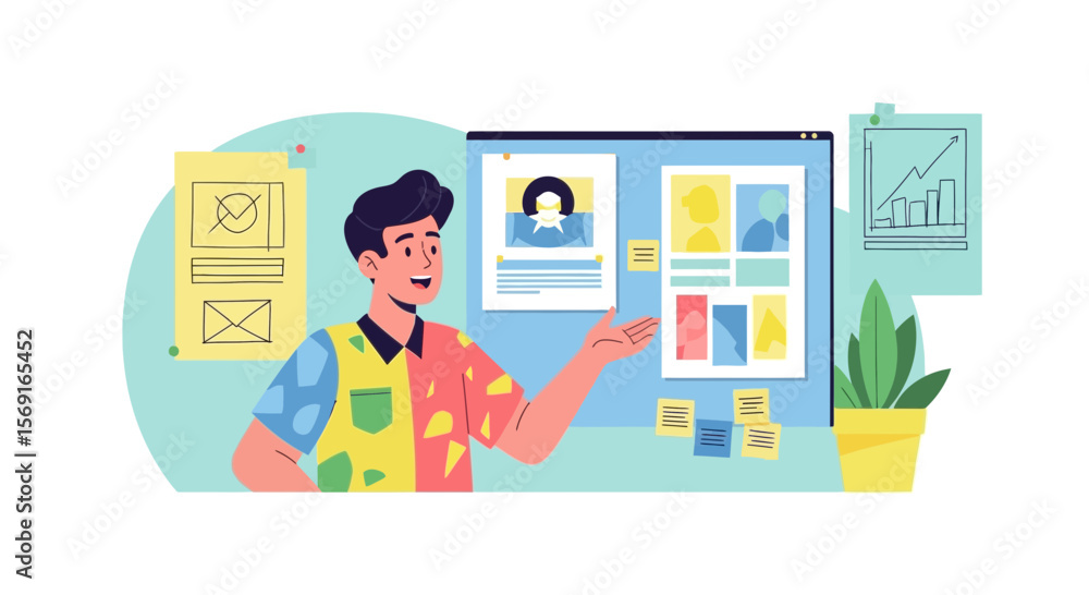 Creative Teamwork Visualizing Business Strategy and Presenting Project on Interface Creative Teamwork Visualizing Business Strategy and Presenting Project on Interface