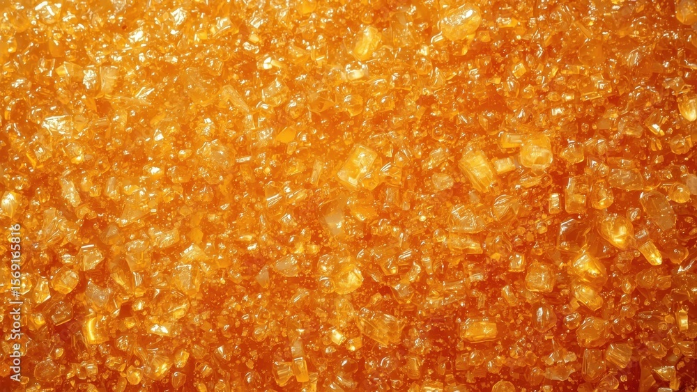 Surface of golden amber sugar crystals close-up texture background Surface of golden amber sugar crystals close-up texture background