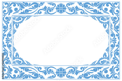 Decorative ornamental floral monochrome blank card template