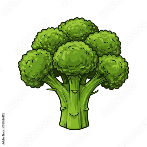 Delightful broccoli design with dark outlines, perfect for health food blogs or nutrition guides with fresh, organic ingredients.