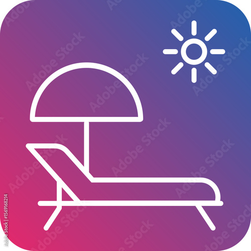 Sun Bed Line Icon Style