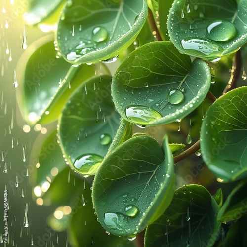 water drops on green leaf