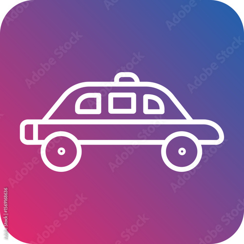 Police Car Line Icon Style