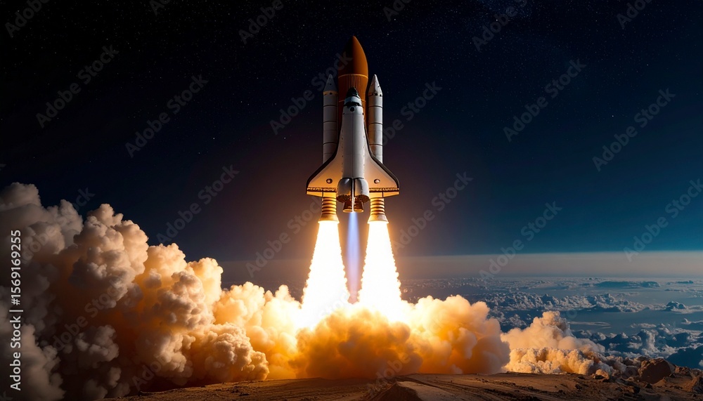 Fototapeta premium Rocket launch event space digital image night sky aerial view technological advancement