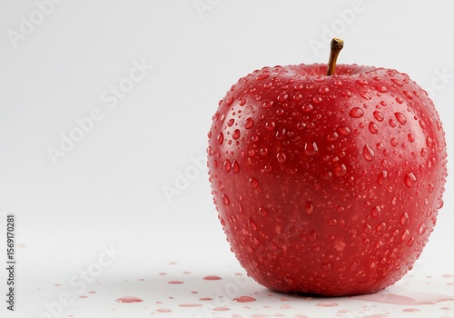 싱그럽게 빛나는 빨간 사과 물방울