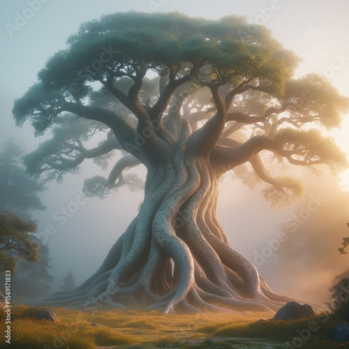 tree in the fog