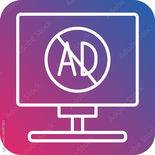 Ad Blocker Line Icon Style