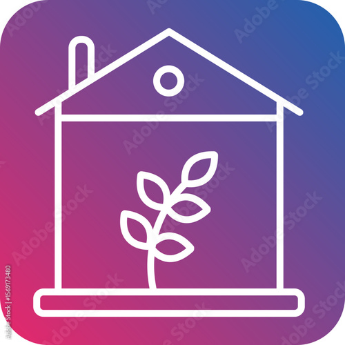 Eco House Line Icon Style