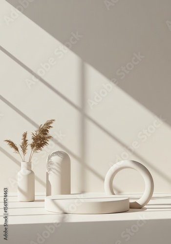 햇살 가득한 공간 부드러운 곡선 미니멀 배경