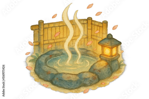 bathhouse japan illustration