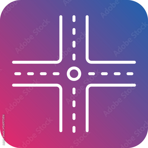 Crossroad Line Icon Style
