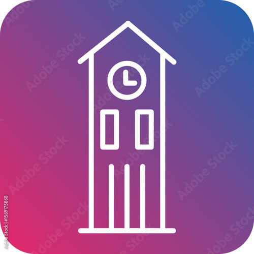 Clock Tower Line Icon Style