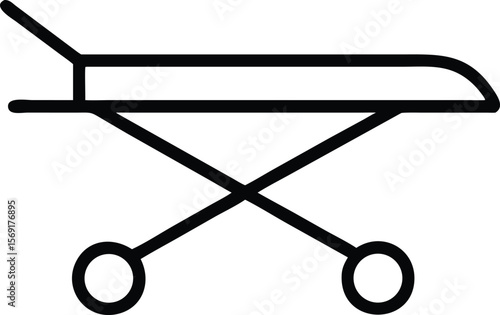 Simple black line icon of a medical stretcher or gurney on a white background