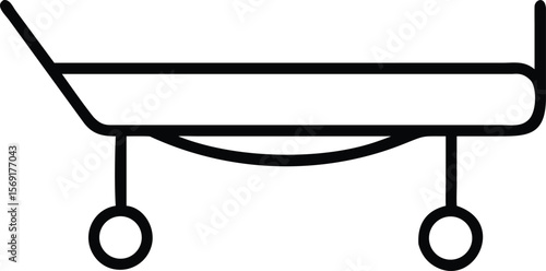 Simple black line icon of a medical stretcher or gurney on a white background