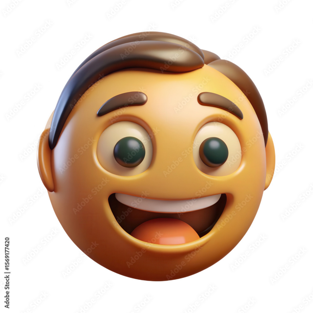 Fototapeta premium 3d cheerful cartoon character head on transparent background