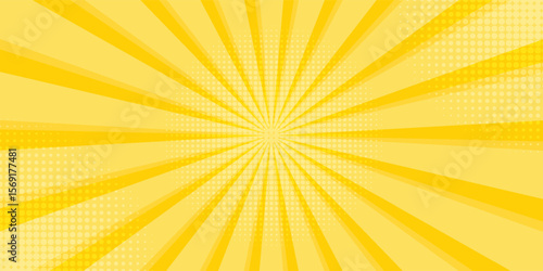 Wallpaper Mural Yellow abstract background with light of sunburst. yellow starburst with halftone. sun ray retro background with flash Torontodigital.ca