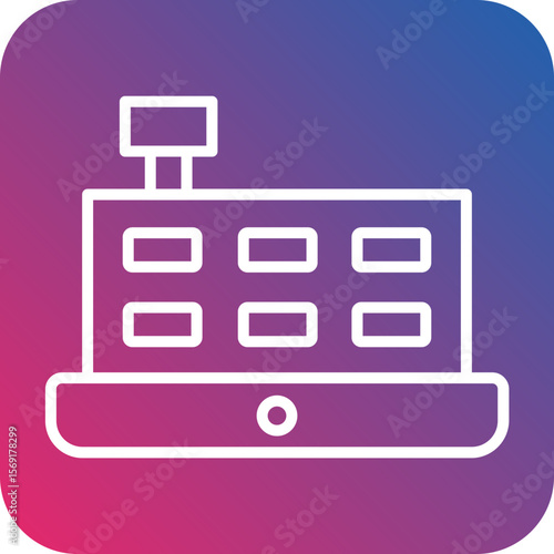 Cashier Machine Line Icon Style