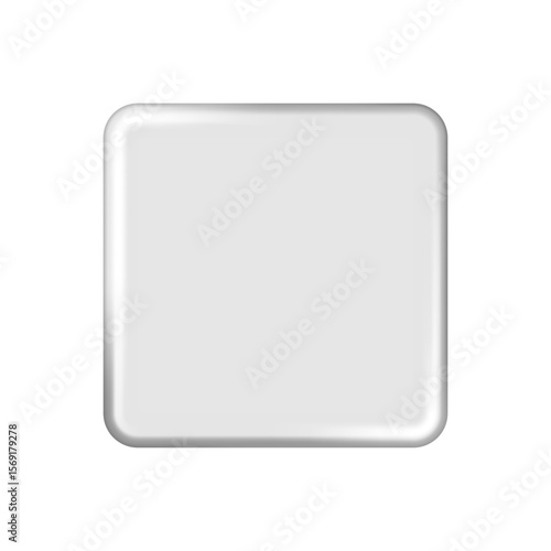 White badge mockup. Isolated square badge button brooch. Realistic white blank glossy square button badge pin. Vector illustration.