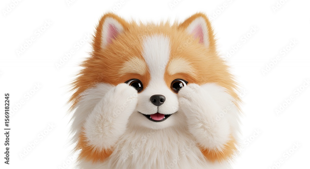 Obraz premium Cute fluffy pomeranian dog illustration