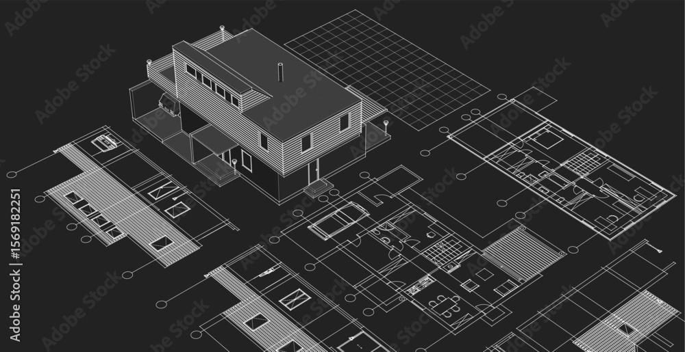 Naklejka premium architecture modern house 3d illustration