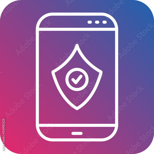 Mobile Security Line Icon Style