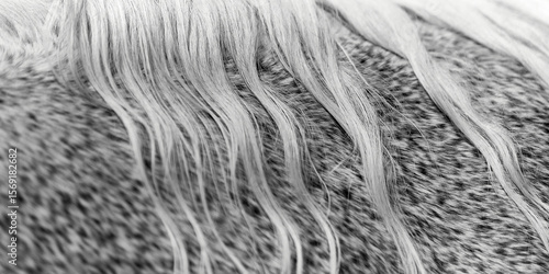 close-up of the back of a grey horse with white hair