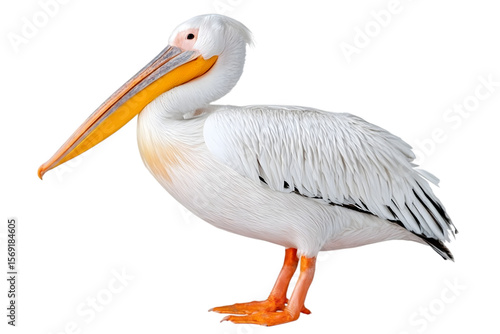 Majestic American white pelican shows its elegant plumage against a stark black backdrop in this wildlife study . Ai Generated Images