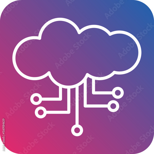 Cloud Computing Line Icon Style