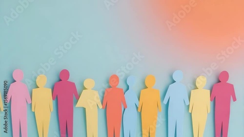 A row of cut-out paper figures in various colors representing diversity and inclusion.