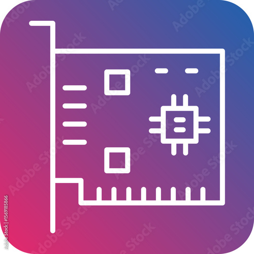 Network Interface Card Line Icon Style