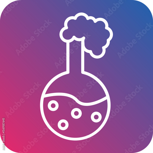 Chemical Reaction Line Icon Style