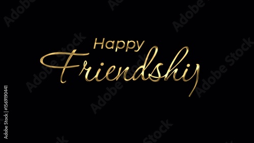 Happy Friendship Day Handwritten golden text animation with sparkling light effects for video opening elements and celebration on alpha channel Transparent background