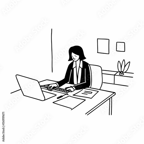 Business woman busy working in office