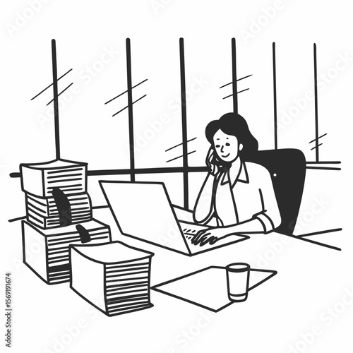 Business woman busy working in office