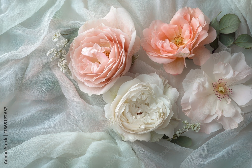 Delicate roses and soft fabric. Delicate roses and soft fabric.
