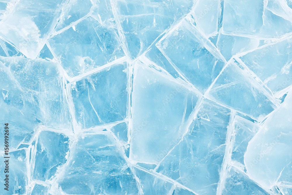 Obraz premium Blue Ice Surface with Crack Patterns