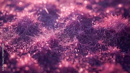 Unique texture of soft purple moss close-up, natural organic background for nature design, texture pattern for wallpaper, abstract environment with delicate lighting and dreamy bokeh effect